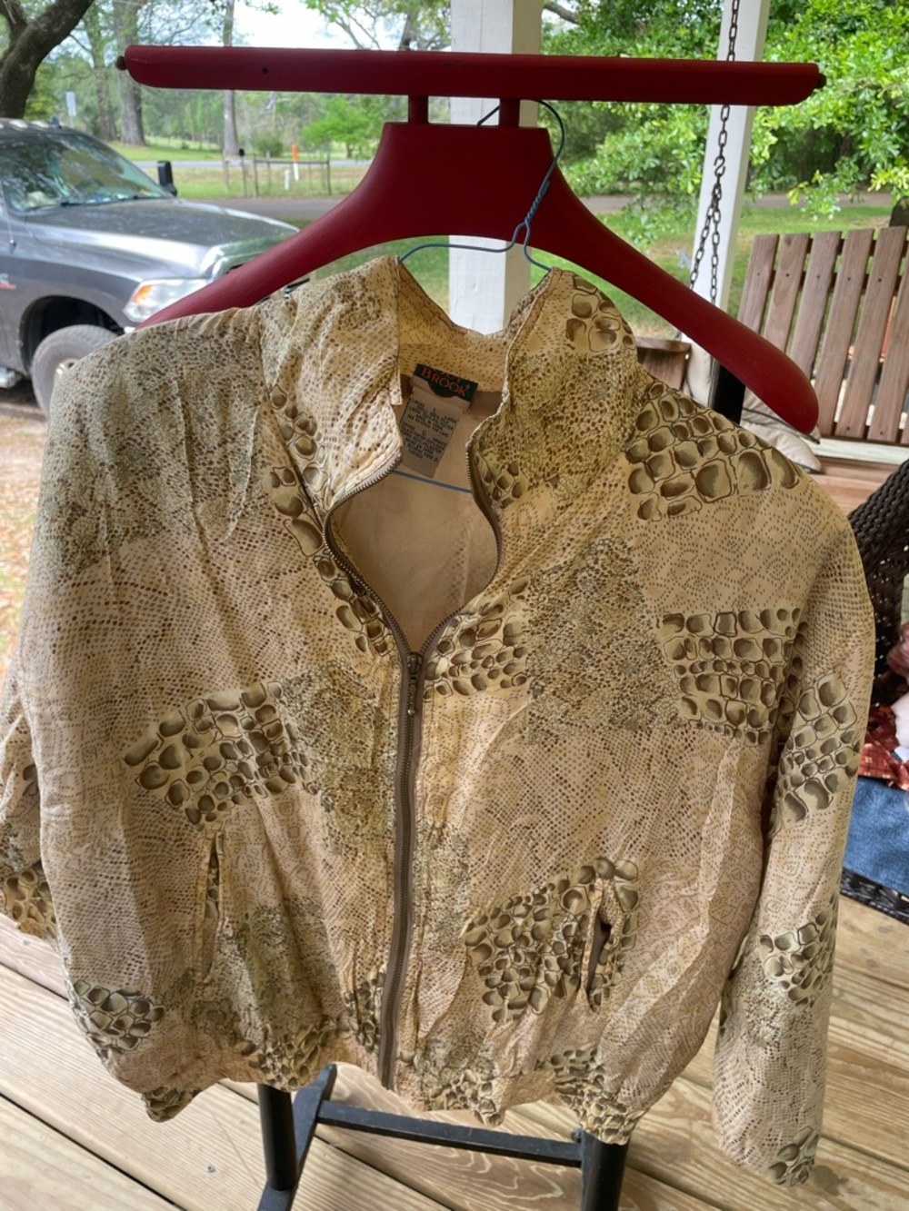 Vintage outBrook Neutral Snake-Print Bomber Jacket